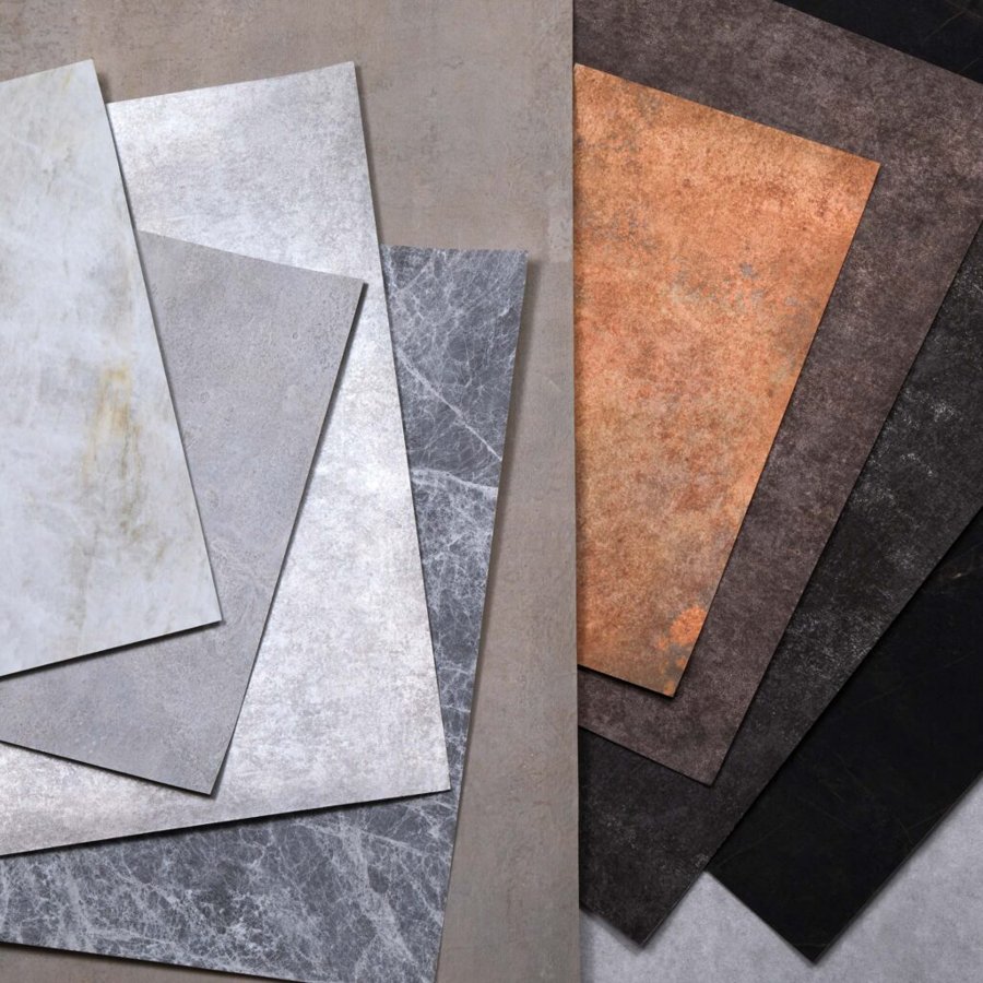 Concrete and rust-look film samples